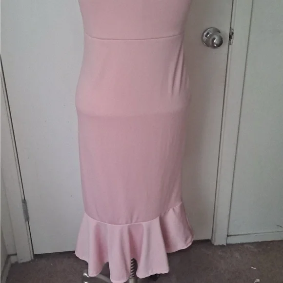 ChicMe Pink Asymmetrical Ruffled Midi Dress - Picture 3 of 4